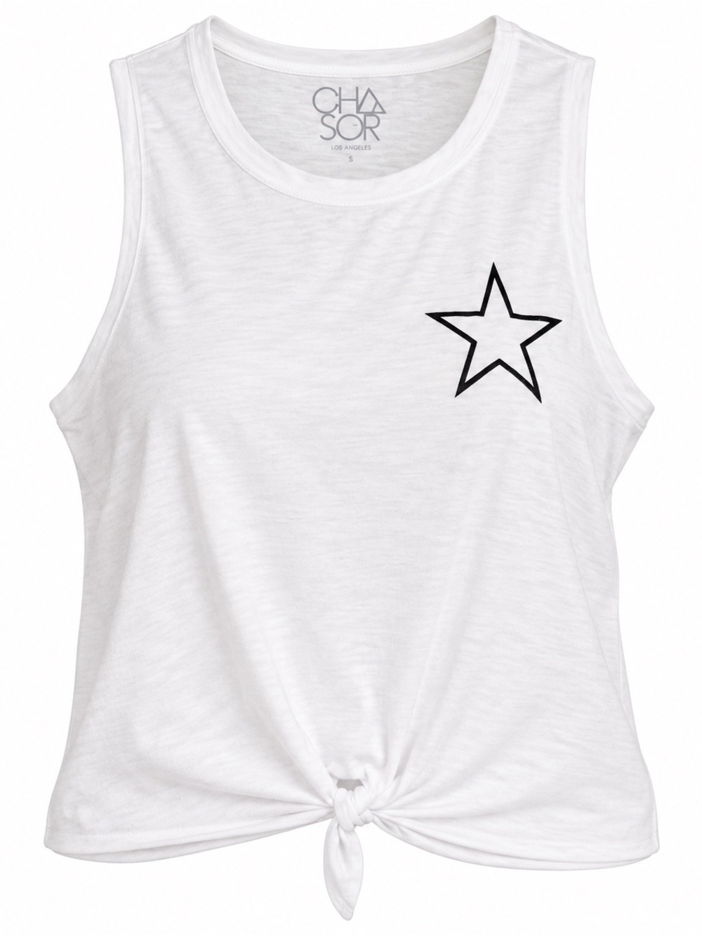 Chaser White Tank Top with Black Star Accent